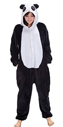 chuangminghangqi Panda Pinguin Pyjamas Unisex Erwachsene Schlafanzug Damen Flanell Jumpsuit Kostüm Tierkostüme Onesie（Panda，M） von chuangminghangqi