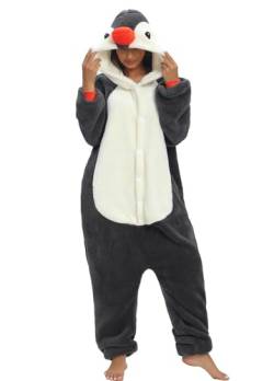 chuangminghangqi Pyjama Strampler Overall Tier Erwachsene Unisex Kostüm Onesie Sleepwear Jumpsuit Kleidung Nacht Kapuze Strampler Loungewear Warm Weich Party Party Abend, Pinguin, 36 von chuangminghangqi