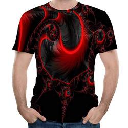 cinnamou Herren T-Shirt mit Rote Feder Print, 3D Druck Sport Kurzarm Casual Top Rundhals Shirts Männer lustige Geschenke für männer von cinnamou Herren