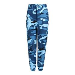 cinnamou Damen Hose Hohe Taille Camo Cargo Pants - Frauen Tarnung Outdoor Sport Cargohosen Hosen Pocket Beiläufig Trousers mit Multi Taschen Camouflage Optik von cinnamou