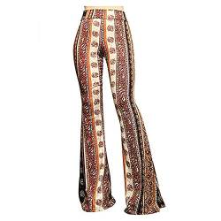 cinnamou Damen Schlaghose Flared Bootcut Hose Boho Hippie Hohe Taille Weites Bein Lange Ausgestelltes Palazzo Hose von cinnamou