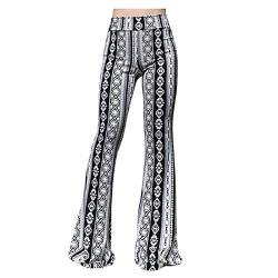 cinnamou Damen Schlaghose Hosen,Flared Bootcut Hose Boho Hippie Hohe Taille Weites Bein Lange Ausgestelltes Palazzo Hose von cinnamou