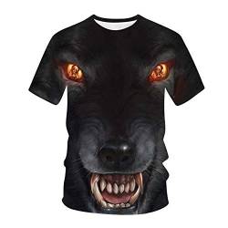 cinnamou Frühling&Sommer Männer Geburtstag T-Shirt Nacht und Wolf Übergrößen Lustige Männer Graphic T-Shirt, Druck Kurzen Ärmeln O-Neck Herren Tee Top von cinnamou