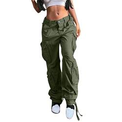 cinnamou Jeans Cargohose Damen Baggy y2k High Waist Cargo Hose 90er Streetwear Gothic Hose Punk Hosen mit Taschen von cinnamou