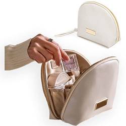 cirea Egg White Clamshell PU Make-up Tasche für Geldbörse Tragbare Kleine Kosmetik Reisetasche für Frauen Nette Hautpflege Tasche, Eiweiß von cirea