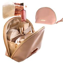 cirea Egg White Clamshell PU Make-up Tasche für Geldbörse Tragbare Kleine Kosmetik Reisetasche für Frauen Nette Hautpflege Tasche, Pink von cirea