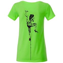 Klettershirt Damen Premium Bio T-Shirt Klettern mit Rückendruck #4 grün M von climbing girl