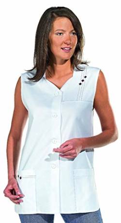 clinicfashion 10112033 Kurzkasack ohne Arm, weiß für Damen, Mischgewebe, Größe 44, 2er-Pack von clinicfashion