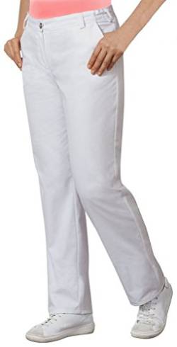 clinicfashion 10627002 Stretch Hose Damen weiß, elastischer Bund, Kurzgröße, Mischgewebe, Größe 48K von clinicfashion