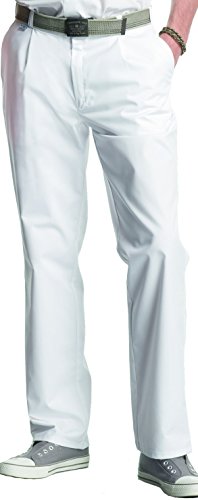 clinicfashion 12027004 Bundfalten Arzthose Herren weiß, Langgröße, Mischgewebe Stretch, Größe 54L von clinicfashion