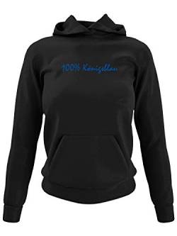 clothinx 100% Königsblau Textdesign | Gelsenkirchen - Wir sind Fußball, Kohle und Knappen im Ruhr-Pott. | Glück Auf! Der Steiger kommt. | Damen Kapuzen-Pullover Schwarz Gr. L von clothinx