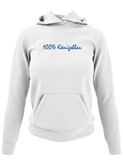 clothinx 100% Königsblau Textdesign | Gelsenkirchen - Wir sind Fußball, Kohle und Knappen im Ruhr-Pott. | Glück Auf! Der Steiger kommt. | Damen Kapuzen-Pullover Weiß Gr. L von clothinx