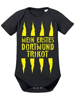 clothinx Baby Body Bio Mein erstes Dortmund Trikot Schwarz Gr. 50-56 von clothinx