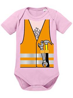 clothinx Baby Body Unisex Karneval 2019 Bauarbeiter-Kostüm Hellrosa Größe 62-68 von clothinx