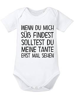 clothinx Baby Body Unisex Wenn Du mich Süß findest solltest du erst mal meine Tante sehen Weiß/Schwarz Gr. 74-80 von clothinx