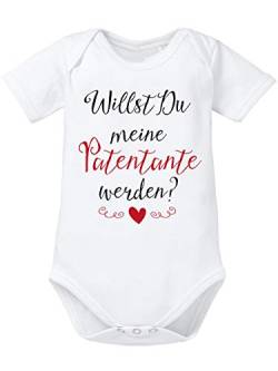 clothinx Baby Body Unisex Willst du Meine Patentante Werden? | Schönes Geschenk für die Taufpatin | Qualitativ Hochwertig Bedruckt | 100% Bio-Baumwoll Baby-Body Bio Weiß Gr. 74-80 von clothinx