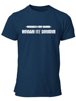 clothinx Brian Romani ITE Domum – Römer geht nach Hause - Tolles Geschenk für Latinisten Latein Lehrer und Kino-Fans - Kult Design Zum Beliebten Filmklassiker Herren T-Shirt Navy Gr. L von clothinx