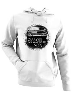 clothinx Carry On My Wayward Son | Kult Auto Fanartikel Join The Hunt | Geschenk zum Staffel und Serien-Finale Herren Kapuzen-Pullover Weiß Gr. L von clothinx