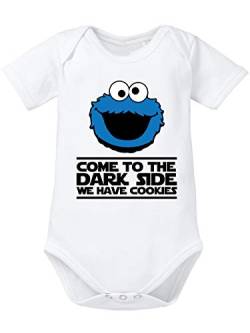 clothinx Come to the Dark Side - We Have Cookies - Lustiges Krümelmonster Motiv Baby-Body Bio Weiß Gr. 62 von clothinx