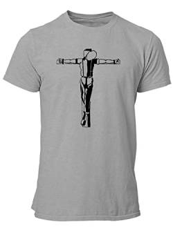 clothinx Crucified Skinhead – Spirit of `69 | Trage den Stolz auf die Subkultur, OI & Ska - Herren T-Shirt - Bio, Fair & Vegan - Grau Gr. 3XL von clothinx