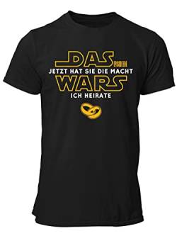 clothinx Das Wars - Jetzt hat sie die Macht - Ich heirate Männer JGA Kombi T-Shirt Bio & Fair Schwarz/Gelb Größe L von clothinx