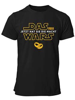 clothinx Das Wars - Jetzt hat sie die Macht Männer JGA Kombi T-Shirt Bio & Fair Schwarz/Gelb Größe M von clothinx