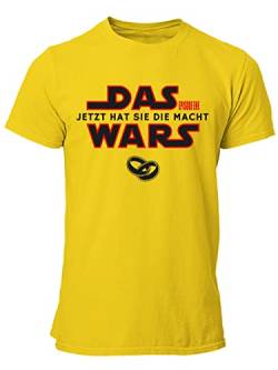 clothinx Das Wars - Jetzt hat sie die Macht Männer T-Shirt Bio & Fair Gelb/SchwarzRot Größe XL von clothinx