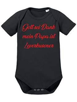 clothinx Gott Sei Dank, mein Papa ist Leverkusener, Lustiges Fussballmotiv Baby Body Bio Schwarz Gr. 62 von clothinx