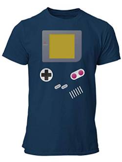 clothinx Handheld Konsole im Vintage 90er Jahre Retro Print | Gamer | Nerd | Geek | Computer Freak | LAN-Party | Herren T-Shirt Navy Gr. XL von clothinx