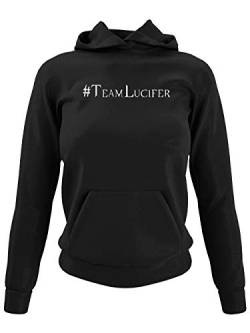 clothinx Hashtag Team Lucifer | Versüße Dir mit diesem Motiv Die Wartezeit Auf Die Nächste Staffel | Passend Zu Deiner Lieblings-Serie Damen Kapuzen-Pullover Schwarz Gr. XL von clothinx