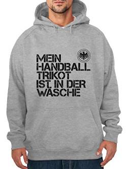 clothinx Herren Kapuzenpullover EM 2020 Mein Handball Trikot ist in der Wäsche Grau/Schwarz Größe S von clothinx