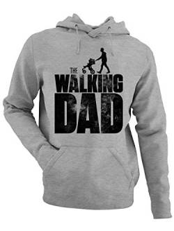 clothinx Herren Kapuzenpullover - The Walking Dad - Baby - Papa Hoodie Geschenkidee für werdenden Vater zur Geburt Vatertagsgeschenk Grau/Schwarz Größe L von clothinx