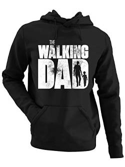 clothinx Herren Kapuzenpullover - The Walking Dad - Kid - Papa Hoodie Geschenkidee für Coole Väter Vatertagsgeschenk The Walking Dad Kid Schwarz/Weiß Größe 3XL von clothinx