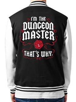 clothinx I Am The Dungeon Master Thats Why Pen and Paper Rollenspiel Collegejacke Unisex Schwarz/Weiß Gr. L von clothinx