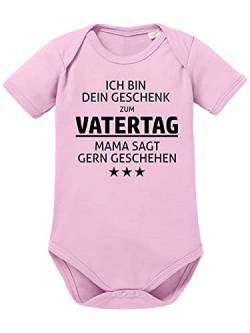 clothinx Ich Bin Dein Geschenk Zum Vatertag Mama SAGT Gern Geschehen | Schöne Geschenk-Idee als Vatertagsgeschenk Baby-Body Bio Hellrosa Gr. 62 von clothinx