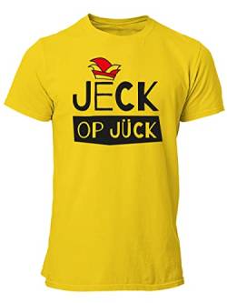 clothinx Karneval Jeck op Jück Männer T-Shirt Bio & Fair Gelb/Schwarz Größe L von clothinx