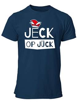 clothinx Karneval Jeck op Jück Männer T-Shirt Bio & Fair Navy/Weiß Größe XL von clothinx