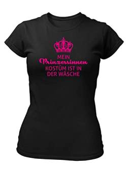 clothinx Karneval Mein Prinzessinnenkostüm ist in der Wäsche Damen T-Shirt Bio & Fair Schwarz/Pink Größe L von clothinx
