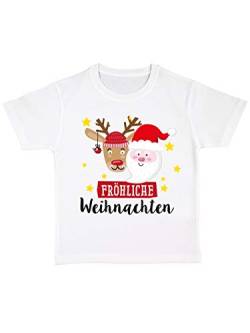 clothinx Kinder T-Shirt Bio Fröhliche Weihnachten Weiß Größe 92 von clothinx