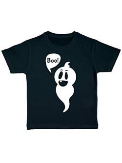 clothinx Kinder T-Shirt Bio Halloween Boo Gespenst Schwarz Größe 92 von clothinx