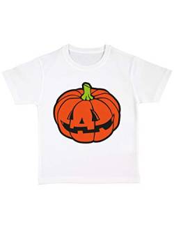 clothinx Kinder T-Shirt Bio Halloween Kürbiskopf Weiß Größe 92 von clothinx