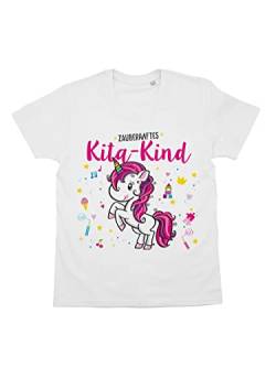 clothinx Kinder T-Shirt Bio Zauberhaftes Kita-Kind Weiß Größe 98-104 von clothinx