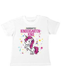 clothinx Kinder T-Shirt Kindergartenstart Zauberhaftes Kindergartenkind Weiß/Pink Größe 104 von clothinx