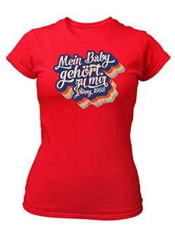 clothinx Mein Baby Gehört zu Mir | Kult Film Motiv der 80er Jahre | Frances und Johnny Tanzwettbewerb | Liebevoll gestaltetes Disco Fever Design Damen T-Shirt Fit Rot Gr. XXL von clothinx