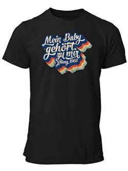 clothinx Mein Baby Gehört zu Mir | Kult Film Motiv der 80er Jahre | Frances und Johnny Tanzwettbewerb | Liebevoll gestaltetes Disco Fever Design Herren T-Shirt Schwarz Gr. S von clothinx