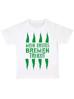 clothinx Mein erstes Bremen Trikot Kinder Bio T-Shirt Weiß Gr. 104 von clothinx