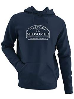 clothinx Midsomer Inspector - Welcome to Midsomer - Highest Crime Rate in England - Population Unsteady - The Home of Inspector Barnaby Herren Kapuzen-Pullover Navy Gr. 3XL von clothinx