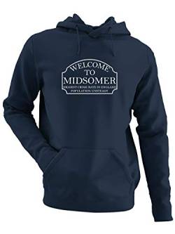 clothinx Midsomer Inspector - Welcome to Midsomer - Highest Crime Rate in England - Population Unsteady - The Home of Inspector Barnaby Herren Kapuzen-Pullover Navy Gr. L von clothinx