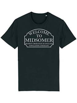 clothinx Midsomer Inspector - Welcome to Midsomer - Highest Crime Rate in England - Population Unsteady - The Home of Inspector Barnaby Herren T-Shirt Bio und Fair Schwarz Gr. XL von clothinx