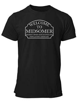 clothinx Midsomer Inspector - Welcome to Midsomer - Highest Crime Rate in England - Population Unsteady - The Home of Inspector Barnaby Herren T-Shirt Schwarz Gr. L von clothinx